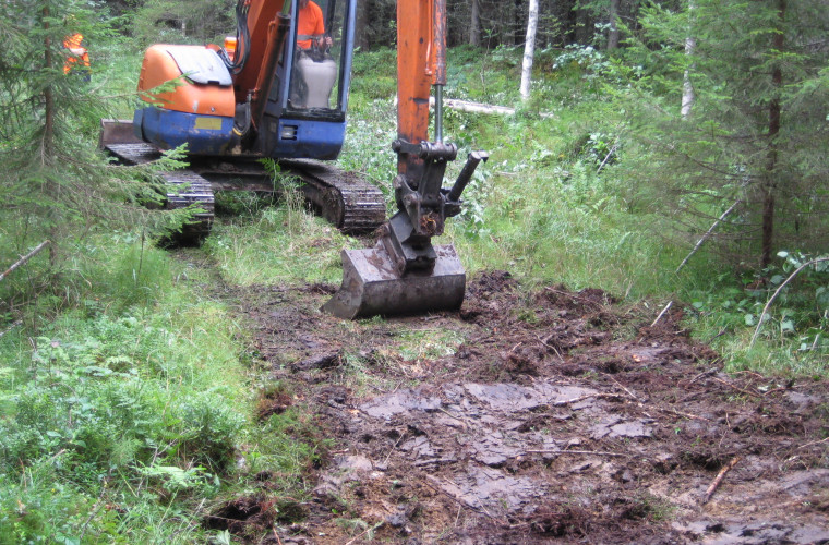 Luontopolun pohjustustyöt käynnissä 2016. Kuva: Mäkikylät ry
